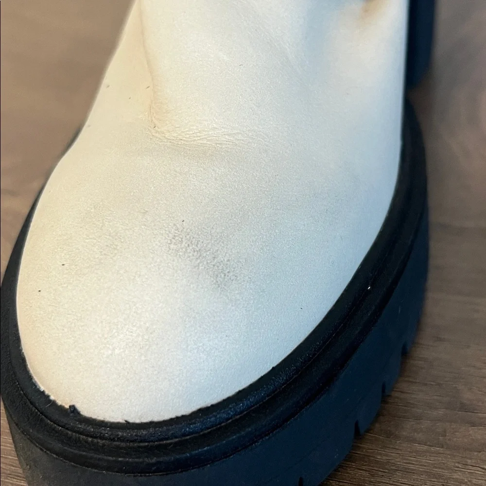 Free People Dylan Lace-Up Boots Platform Heel Ivory White Leather EU 38 US 8 - Picture 14 of 14